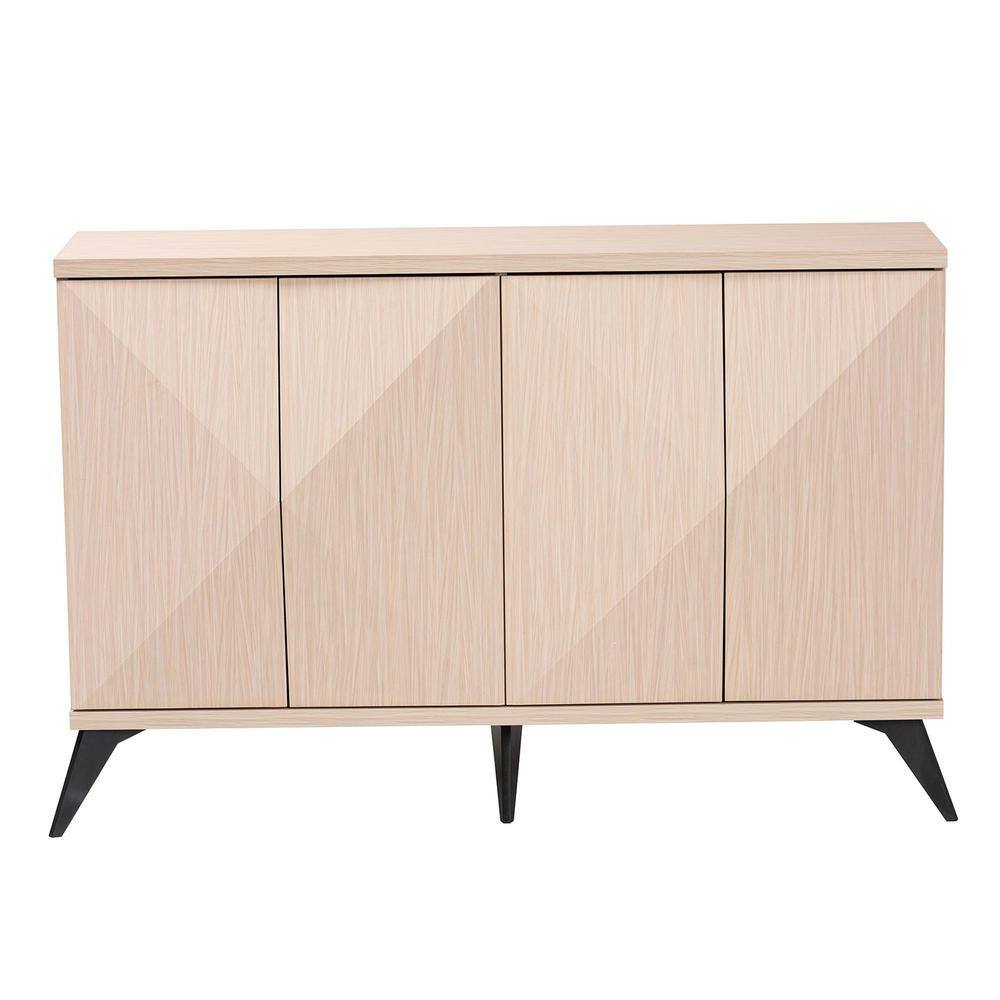 Draper Light Brown and Black Wood 4-Door Sideboard Buffet