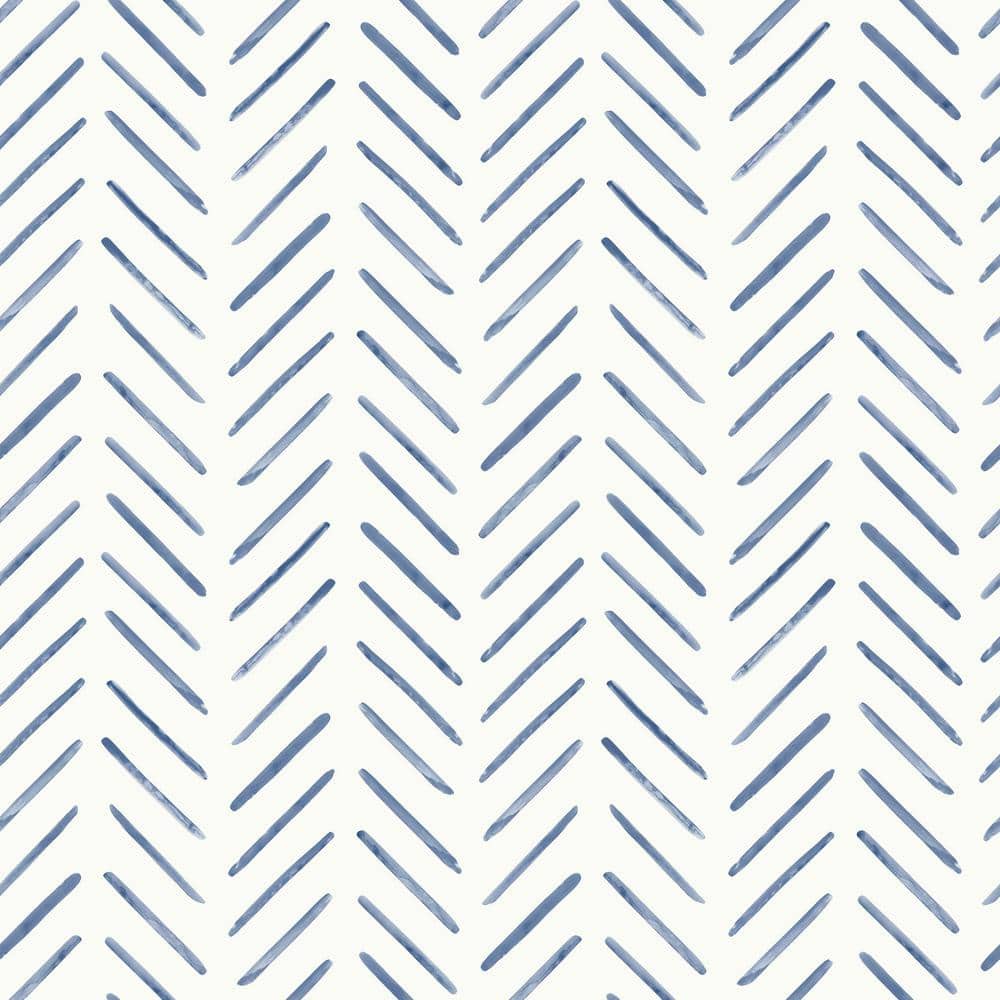 Navy and White Herringbone Peel and Stick Wallpaper Roll