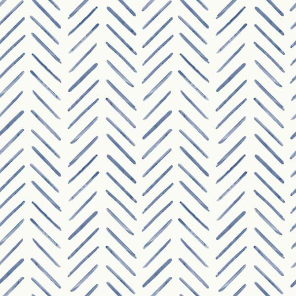 York Wallcoverings Navy Blue Painted Herringbone Matte Non Woven Paper Peel and Stick Wallpaper Roll