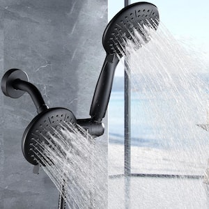 2-in. -1 5-Spray Patterns with 1.8 GPM 4.7 in. Wall Mount Dual Shower Heads in Matte Black