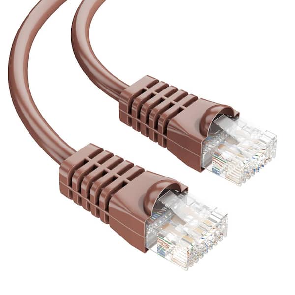 Syston Cable Technology 50 ft. Tan CMR Cat 5e 350 MHz 24 AWG Solid Bare Copper Ethernet Network Wire Data Cable - RJ45 Plug Heat Resistant