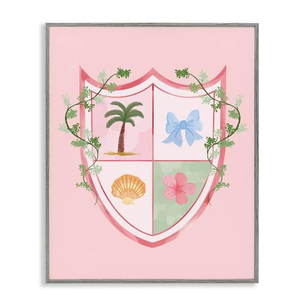 Nautical Glam Emblem by Hey Bre Creative Studio Gray Framed Nature Giclee Art Print 14 in. x 11 in.