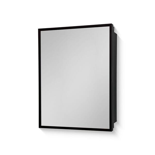 20 in. W x 26 in. H Rectangular Iron Framed Wall Mount or Recessed Bathroom Medicine Cabinet with Mirror