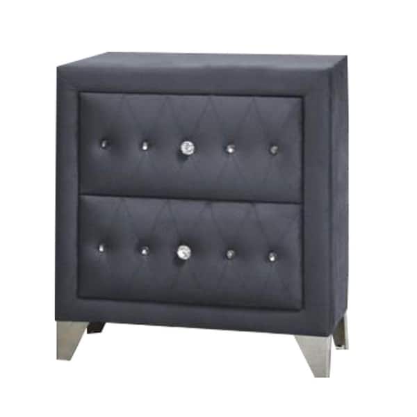 Benjara Gray 2-Drawer 19 in. Wooden Nightstand