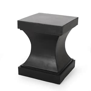 21.5 in. Black Concrete Modern Outdoor Patio Side Table for Outdoors, Garden, Lawn, Backyard