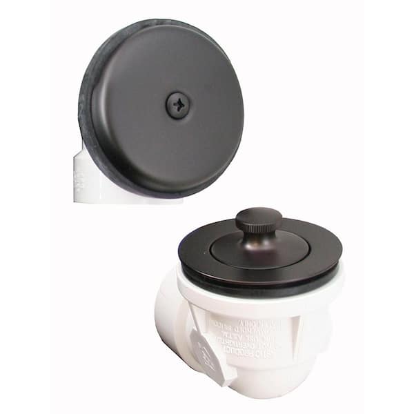 JONES STEPHENS Lift and Turn Sch. 40 PVC 1-Hole Bath Waste and Overflow Tub Drain Half Kit, Oil Rubbed Bronze