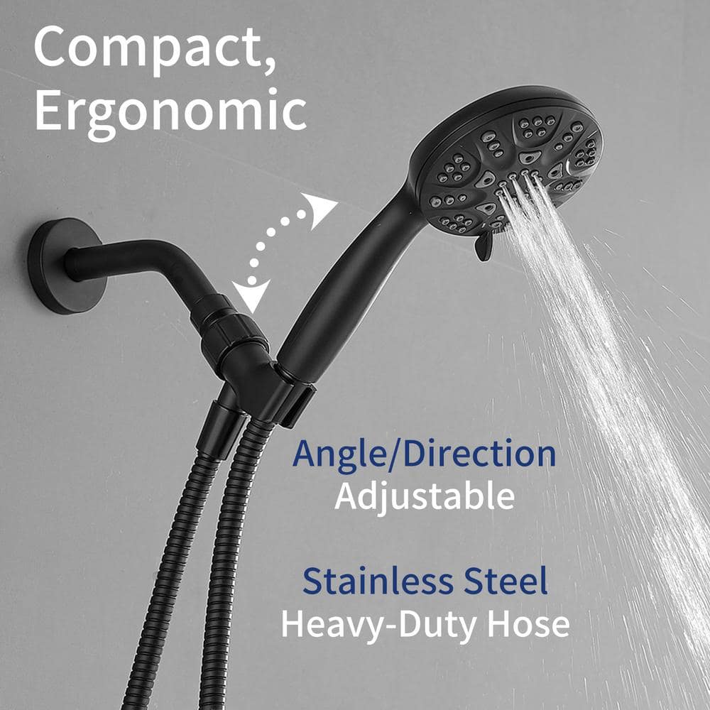 Matte Black Stainless Steel Handheld Rain Shower Head with Filter