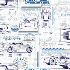 56 sq. ft. Disney And Pixar Cars Schematic Wallpaper
