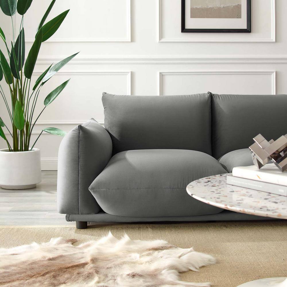 Cozy Gray Velvet 74" Loveseat with Solid Wood Frame