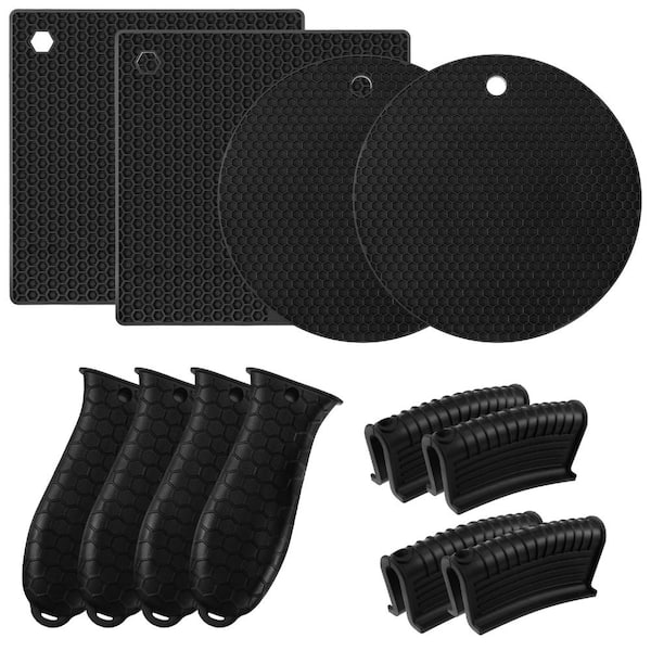 12-Piece Silicone Trivet Mat and Hot Handle Cover Set, Non-Slip Heat Resistant Pot Holders for Kitchen