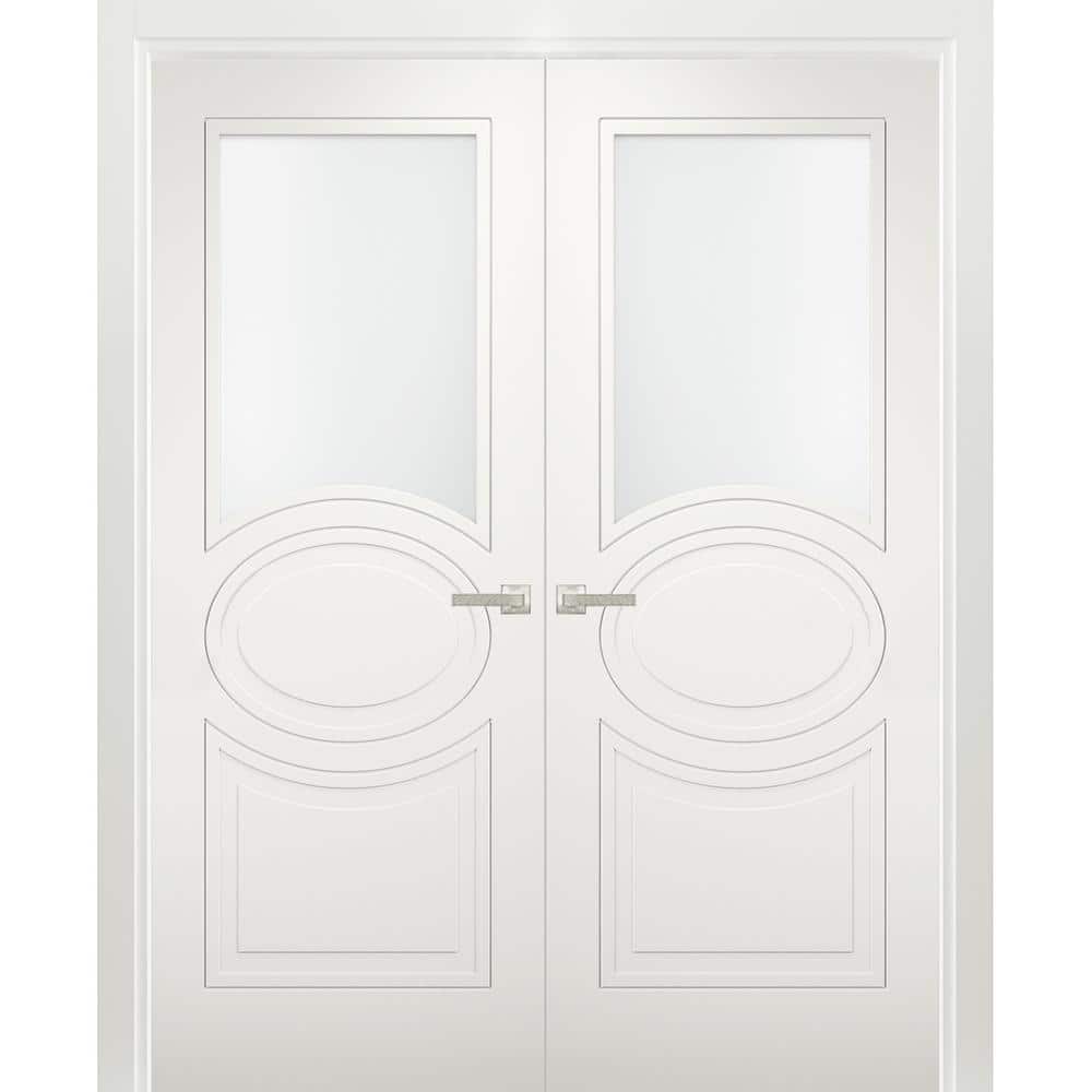 48 in. x 84 in. Painted White Finished Universal/Reversible Frosted Glass Solid MDF Assembly Required Interior Door Kit price history on PriceWatchPro