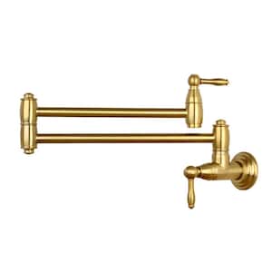 Wall-Mounted Pot Filler Faucet in Brushed Gold