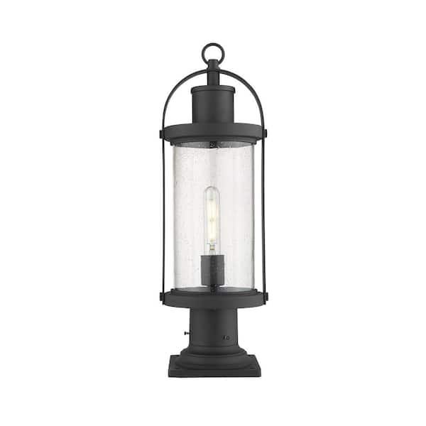 Unbranded Roundhouse 22.5 in. 1-Light Black Aluminium Hardwired Outdoor Weather Resistant Pier Mount Light With No Bulb Included