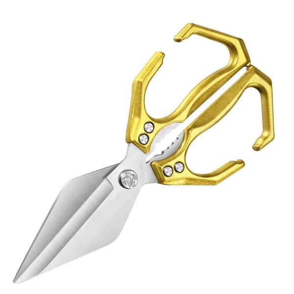 Gold Japanese Poultry Shears, Stainless Steel Kitchen Scissors with Ergonomic Handle for Chicken and Meat Cutting