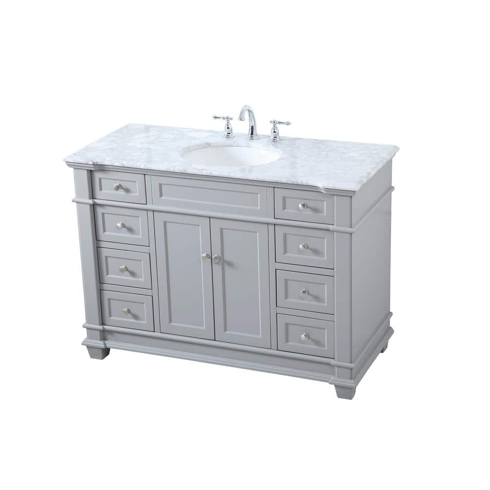 Wesley 48" Gray Solid Wood and Marble Single Bathroom Vanity
