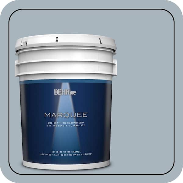 BEHR MARQUEE 5 gal. #MQ5-23 Intercoastal Gray One-Coat Hide Satin Enamel Interior Paint & Primer