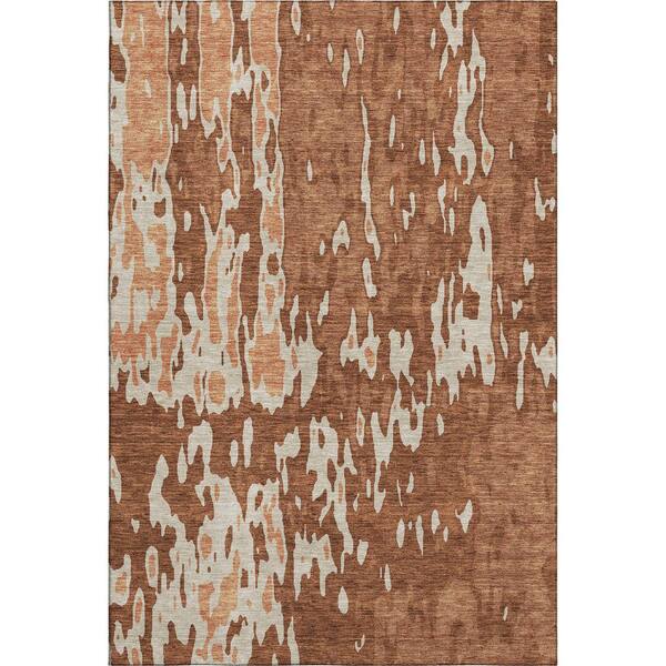 Mayfield Premium Machine Washable Abstract AMF957 Paprika 2 ft. 6 in. x 3 ft. 10 in. Area Rug