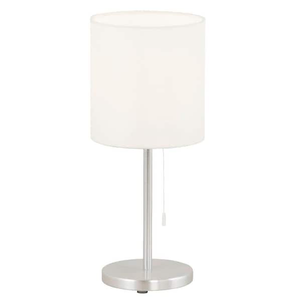 Eglo Sendo 6.25 in. W x 11.8 in. H 1-Light Aluminum Table Lamp with Cream Fabric Drum Shade