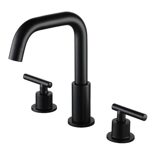 Mondawe 8 in. Widespread Double Handle Bathroom Faucet in Matte Black