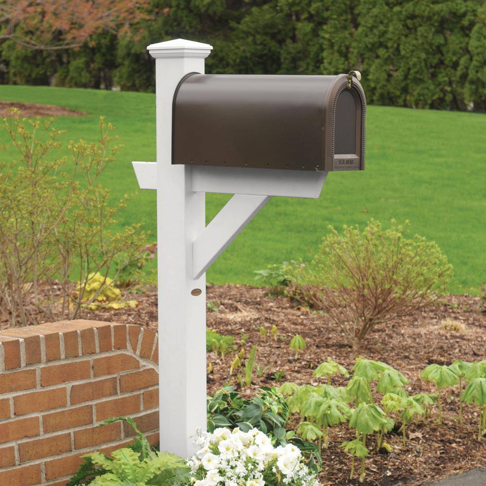 Hazleton White Poly Lumber Mailbox Post with Shelf