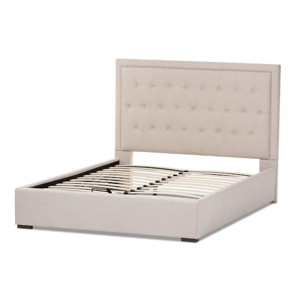 Baxton Studio Taylor Beige Fabric Upholstered Queen Platform Bed