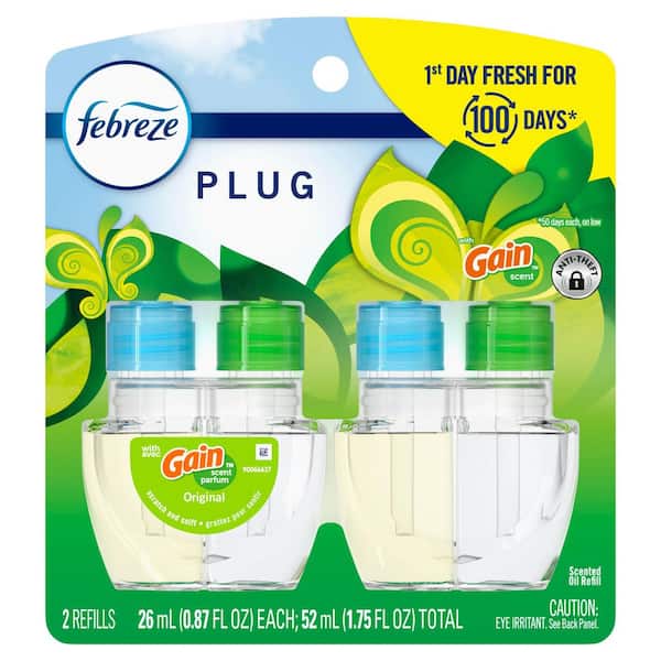 Febreze Plug Air Freshener Scented Oil Refill, Gain Original Scent, 2 Count