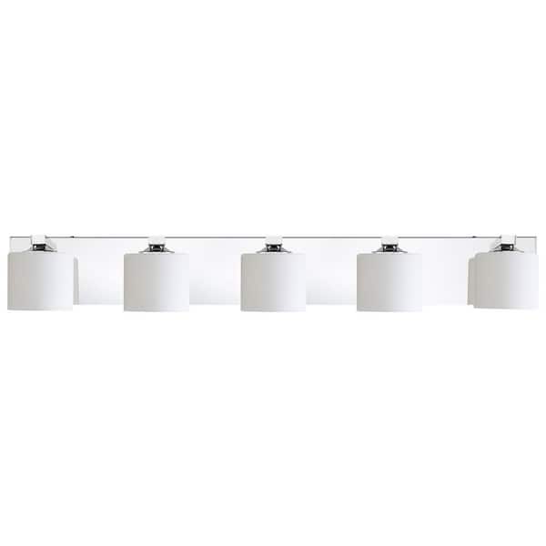 LAZYTIME HOME DECOR INC 36 in. 5 Light Chrome Plating Vanity Light with Frosted Glass Shade