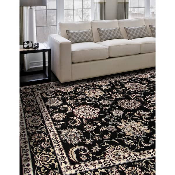 Arabella Traditional Border Black 5 ft. x 8 ft. Area Rug