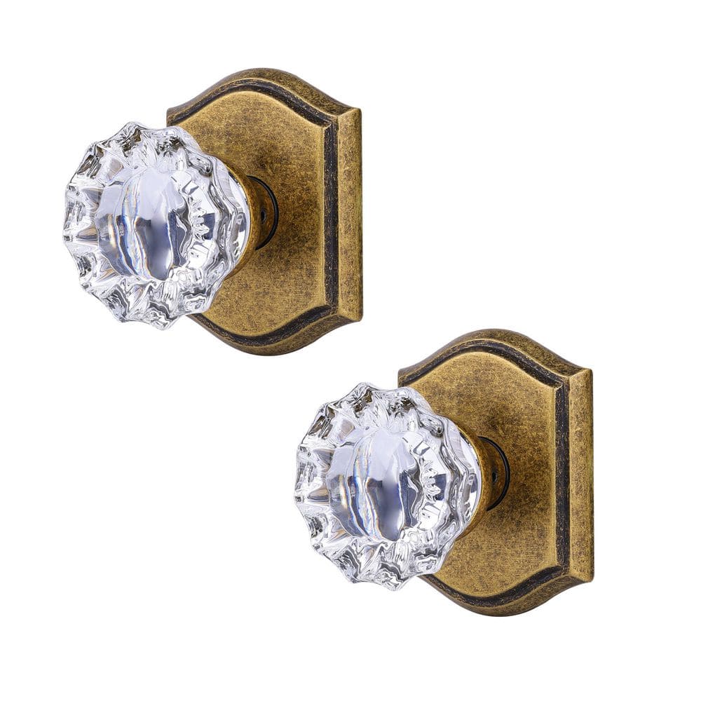 Vintage Brass Interior Dummy Door Knob 2 Pack with Floral Crystal Knob and Arch Backplate price history on PriceWatchPro