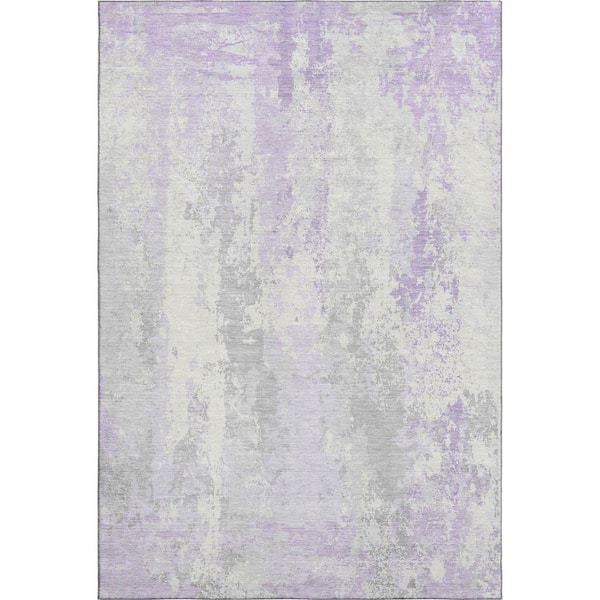 Mayfield Premium Machine Washable Abstract AMF1848 Lavender 3 ft. x 4 ft. Area Rug