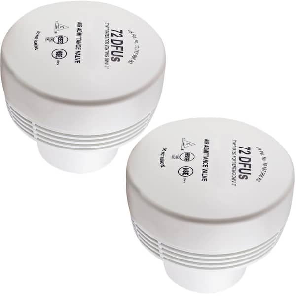 The Plumber's Choice White Air Admitance Valve 2 in. PVC Adapter with 160 DFU Branch / 72 DFU Stack Jumbo (2 Pack)