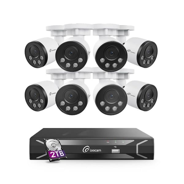 8-Channel 5MP PoE NVR Security Camera System 2TB, 8-Pack 4MP Wired Outdoor PoE Cameras, Smart Human Vehicle Detection