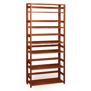 67 in. Cherry Wood 6-shelf Standard Bookcase