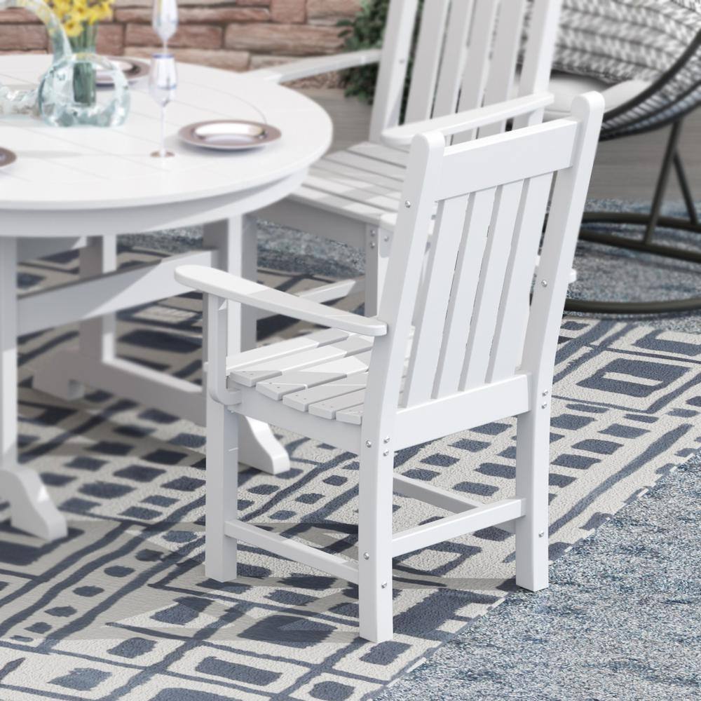 White Polywood Outdoor Dining Arm Chair