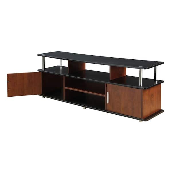 Convenience Concepts 59 in. Black and Cherry Wood Particle Board TV Stand 60 in. with Doors