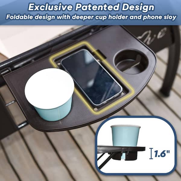 ZZW 3-Seat Metal Patio Swing with Adjustable Backrest Canopy Blue