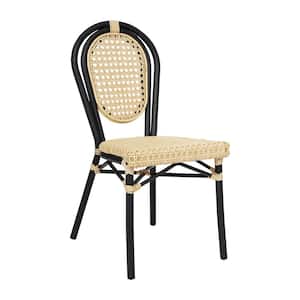 Black Aluminum Outdoor Dining Chair in Brown