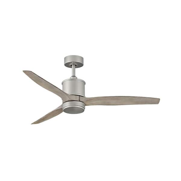 HINKLEY - Hover 60 in. Integrated LED Indoor/Outdoor Brushed Nickel Ceiling Fan with Wall Switch