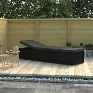 powder-coated Metal frame Outdoor Chaise Lounge with Black Cushion Foam Filled Poly Rattan