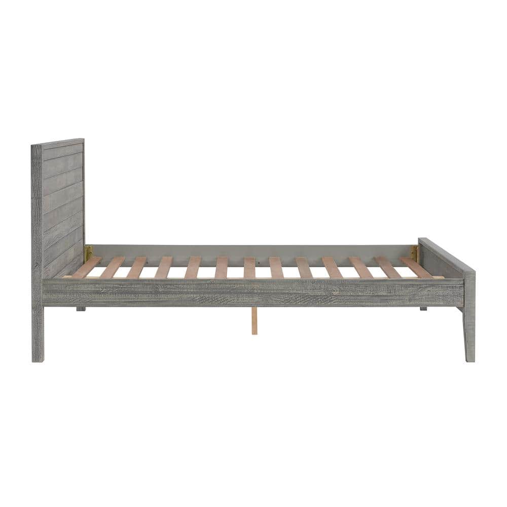 Rustic Pine Wood Full Bed with Storage Drawer - Driftwood Gray