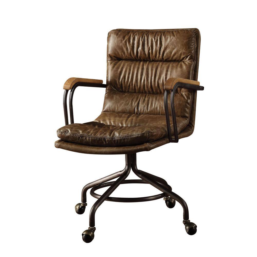 Dark Brown Vintage Whiskey Top Grain Leather Office Chair with