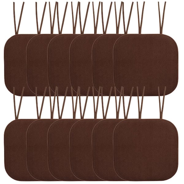 Honeycomb Memory Foam Square 16 in. x 16 in. Non-Slip Back Chair Cushion with Ties (12-Pack), Chocolate