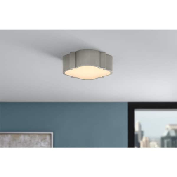 Home Decorators Collection Sarina 15 in. Brushed Nickel 5 CCT Selectable LED Flush Mount with Frosted Acrylic Panel