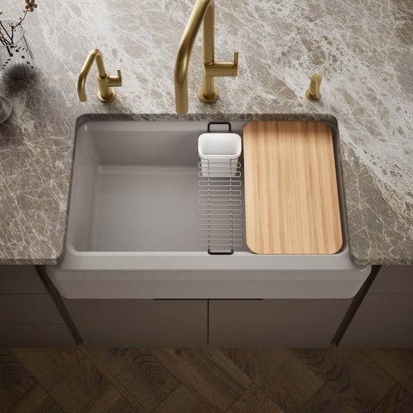 Riverby 35.75 in. Undermount Single-Bowl Cast Iron Farmhouse Workstation Kitchen Sink