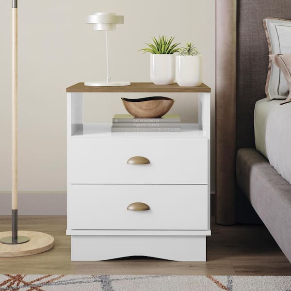 Rhodes Wooden Bedside Table with 2 Drawer Storage - Decornation