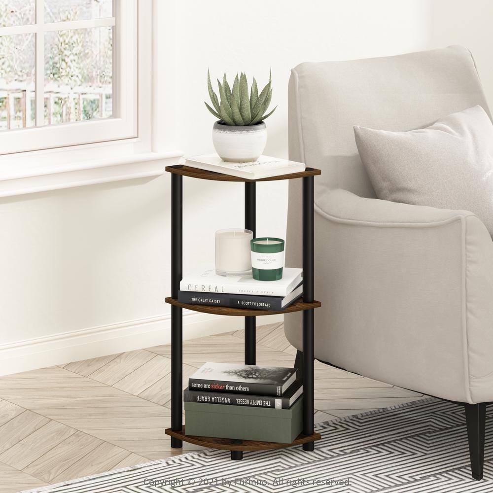 Amber Pine and Black 3-Tier Corner Shelf