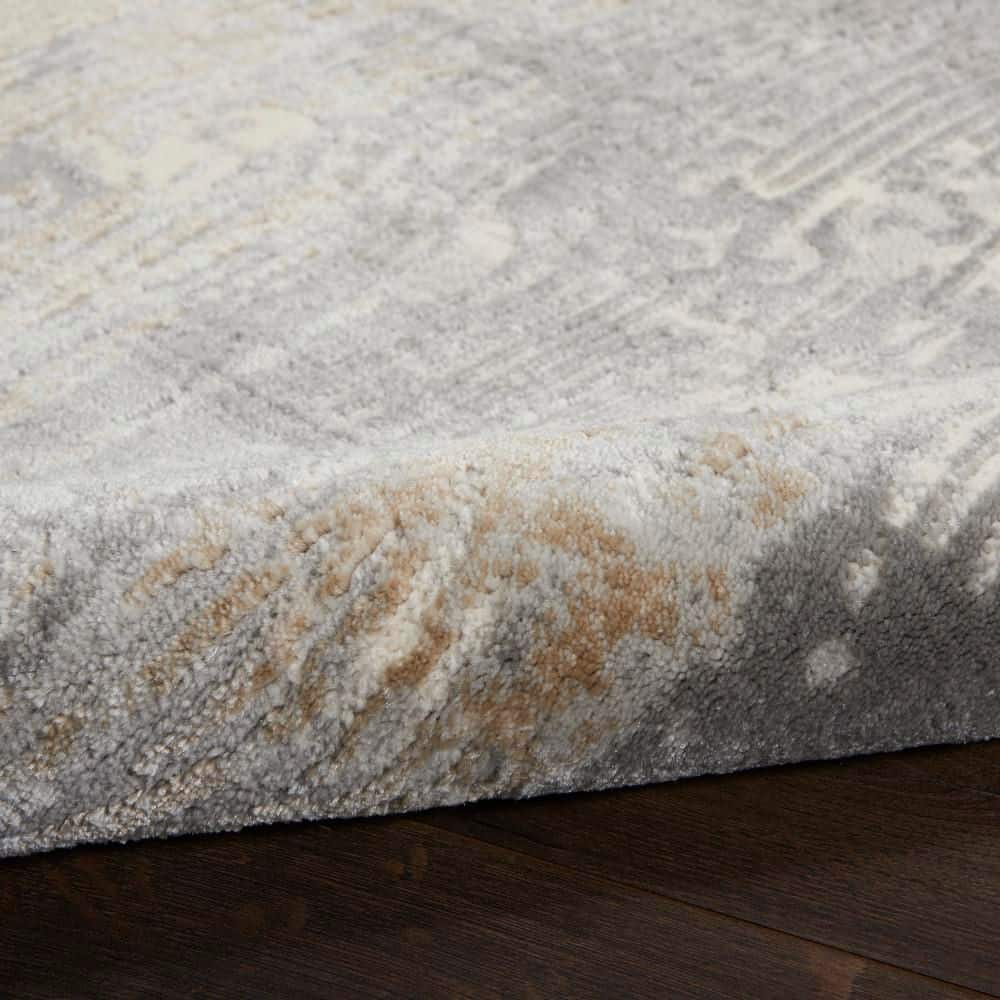 Hand-Knotted Grey/Beige Synthetic Abstract 5' x 7' Rug