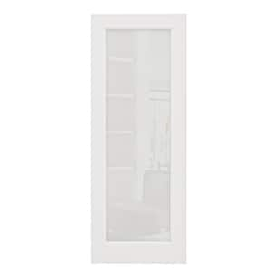 32 in. x 96 in. Solid Core MDF 1-Lite Tempered Frosted Glass and Manufacture Wood White Primed Interior Door Slab