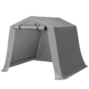 8 ft. W x 8 ft. D x 7.5 ft. H Steel Frame Polyethylene Gray Carports Portable Garage/Shed