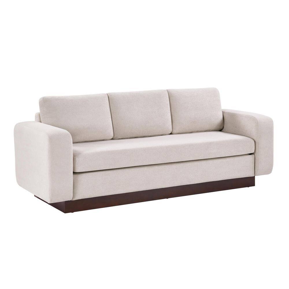 Zaro Modern 80.7 in. Square Arms Chenille Upholstered Rectangle 3-Seater Sofa in Oatmeal with Solid Wood Legs price history on PriceWatchPro